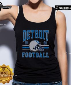 Alt Text: Vintage tank top featuring a 1930 Detroit football helmet design, perfect for sports enthusiasts and retro fashion lovers.