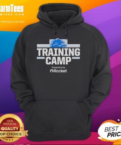 Alt Text: Detroit Lions training camp hoodie presented by Rocket, featuring the team logo and vibrant colors, perfect for fans.