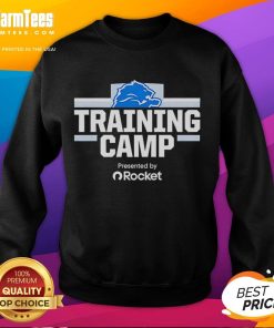 Detroit Lions training camp sweatshirt presented by Rocket, showcasing team spirit and style for fans and players alike.