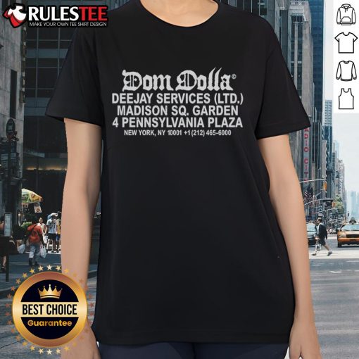 Nice Dom Dolla Deejay Services Ladies Tee featuring vibrant design and stylish fit for music lovers and festival-goers.