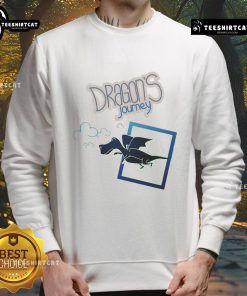 Alt Text: Cartoon fantasy dragon flying on a sweatshirt from Nice Dragon's Journey, perfect for dragon enthusiasts.