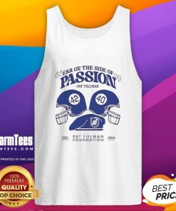 Pat Tillman tank top featuring 'Nice Err On The Side Of Passion' design, perfect for fans and sports enthusiasts.