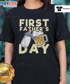 Nice First Father's Day Ladies Tee featuring a stylish design, perfect gift for celebrating new dads on their special day.