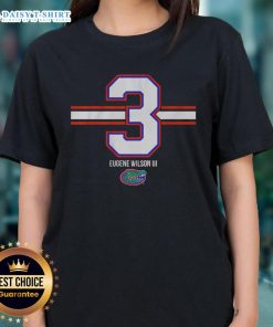 Eugene Wilson III Florida Gators football ladies tee with stripes, perfect for fans and game day attire.