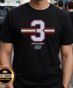 Nice Florida Gators Football Eugene Wilson III Number 3 Stripe T-Shirt featuring team colors and logo.