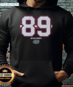 Alt Text: Hayden Hansen Florida Gators football striped hoodie, perfect for game day and showing team spirit.