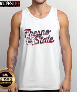 Alt Text: Stylish tank top featuring the Nice Fresno State Bulldog logo, perfect for fans and casual wear.