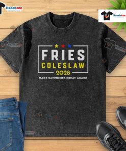 Nice Fries and Coleslaw 'Make Sammiches Great Again' washed t-shirt design, perfect for food lovers and casual wear.