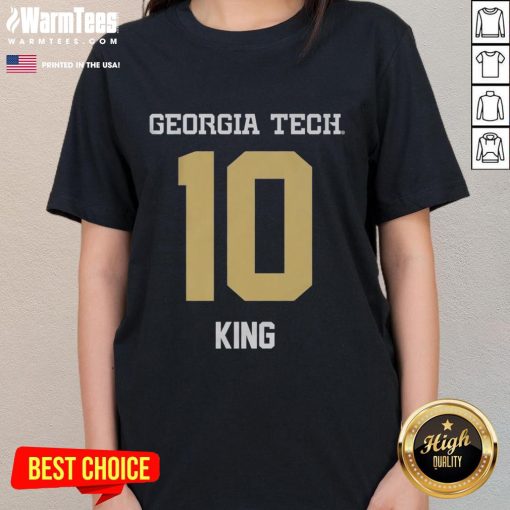 Nice Georgia Tech Yellow Jackets Football Ladies Tee featuring Haynes King 10 design for fans and supporters.