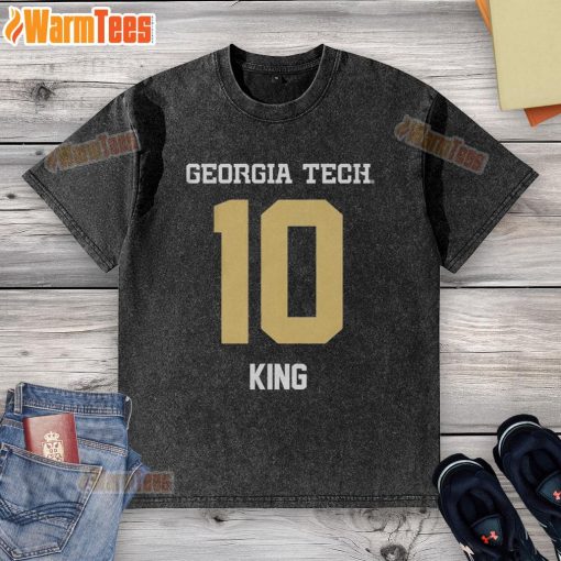 Alt Text: Georgia Tech Yellow Jackets football t-shirt featuring Haynes King stylishly washed for fans.