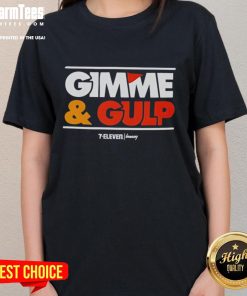 Nice Gimme and Gulp 7-Eleven logo ladies tee showcasing vibrant colors and stylish design for casual wear.