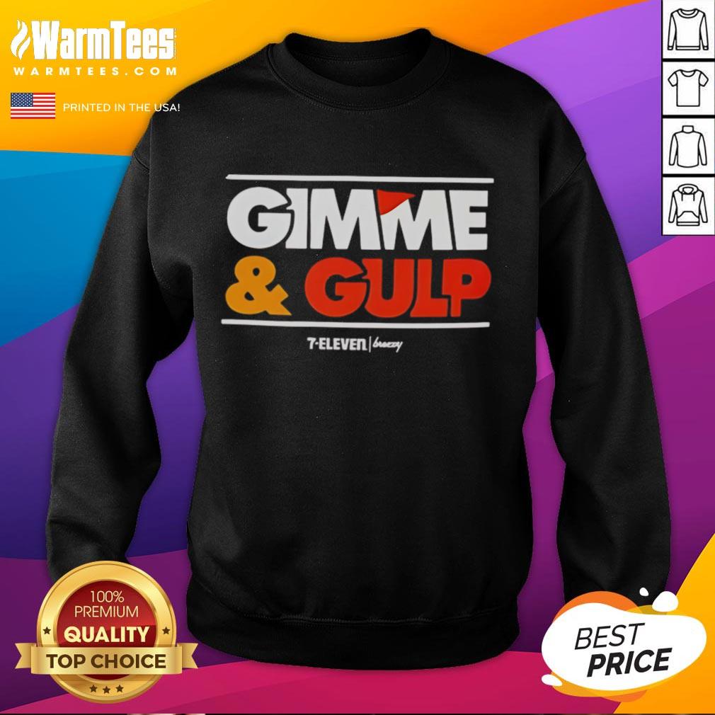 Nice Gimme And Gulp 7 Eleven Logo Sweatshirt Alt Text: Nice Gimme And Gulp 7-Eleven logo sweatshirt featuring vibrant graphics and a cozy design for casual wear.