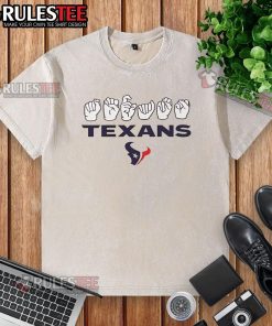 Nice Houston Texans Football homage youth love sign with hand signals on a washed t-shirt, perfect for young fans.