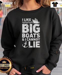 Cozy sweatshirt featuring 'I Like Big Boats And I Cannot Lie' slogan, perfect for boating enthusiasts and casual wear.