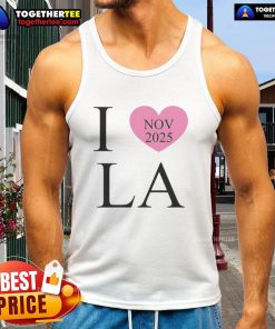 Stylish 'Nice I Love LA Nov 2025' tank top displayed on a vibrant background, perfect for casual summer outfits.
