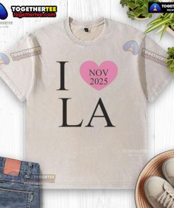Nice I Love LA Nov 2025 washed t-shirt in soft fabric, featuring a stylish graphic design for casual wear.