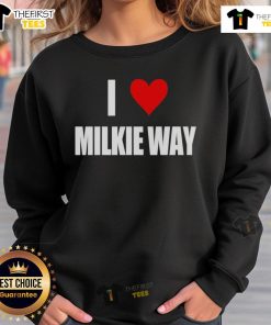 Cozy Nice I Love Milkie Way sweatshirt featuring a vibrant galaxy design, perfect for casual wear and space enthusiasts.