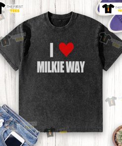 Nice I Love Milkie Way Washed T-Shirt featuring a trendy design, perfect for casual wear and galaxy lovers.