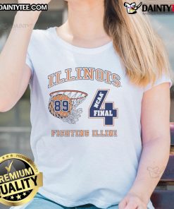 Alt Text: Vintage '89 Final Four Ladies Tee featuring the Nice Illinois Fighting Illini logo in a stylish design.