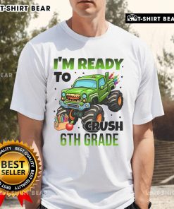 Colorful 'Nice Im Ready To Crush 6th Grade' monster truck t-shirt design for kids, perfect for school spirit and fun.