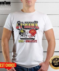 Nice Iowa Hawkeyes vs Iowa State Cyclones Cy-Hawk T-Shirt featuring team logos and vibrant colors for game day.
