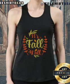 Stylish 'Nice, It's Fall Y'all' Thanksgiving tank top featuring autumn colors and festive design for seasonal wear.