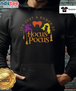 Nice It's Just A Bunch Of Hocus Pocus hoodie featuring spooky graphics and cozy design, perfect for Halloween fans.