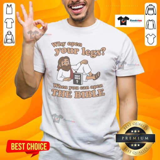 Funny 'Nice Jesus' T-shirt featuring a playful message about opening the Bible, perfect for faith-inspired fashion.