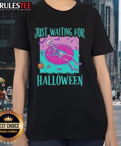 Skeleton ladies tee design perfect for Halloween celebrations, featuring playful skeleton graphics and festive colors.