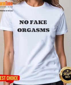Nice Katie Thurston wearing 'No Fake Orgasms' ladies tee, showcasing her bold style and empowering message.