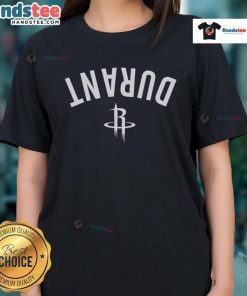 Stylish ladies' tee featuring Kevin Durant in Houston Rockets colors, perfect for fans and fashion enthusiasts.