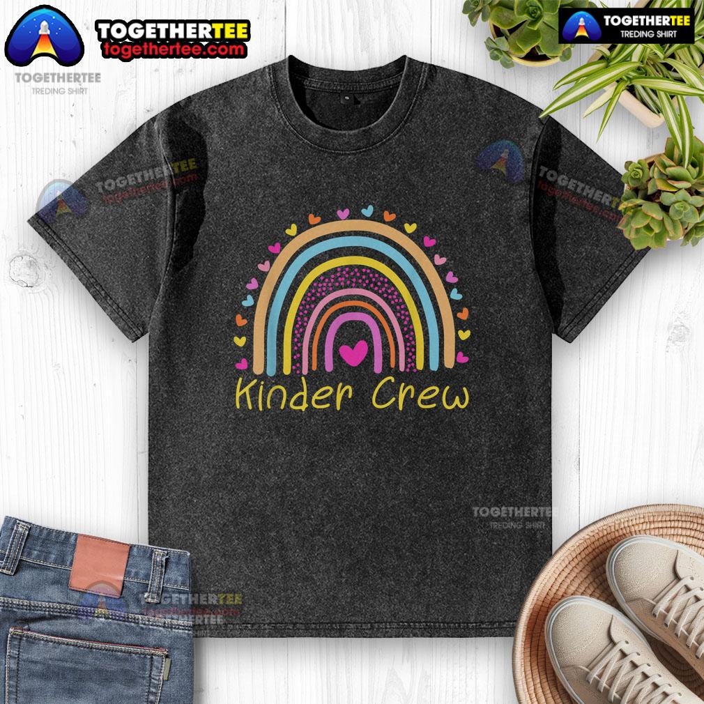 Nice Kinder Crew Kindergarten Teacher Rainbow Heart Washed T Shirt Colorful Nice Kinder Crew kindergarten teacher rainbow heart washed t-shirt, perfect for educators and children's activities.