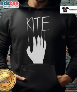Person wearing a Nice Kite Hand Hoodie, showcasing vibrant design and comfortable fit outdoors against a blue sky.