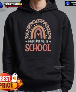 Colorful Nice Leopard Rainbow Kindergarten Teacher Last Day of School Hoodie, perfect for celebrating the school year.