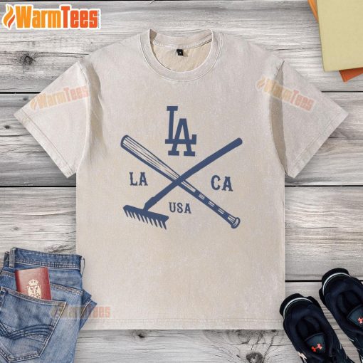 Los Angeles Dodgers nostalgia stadium washed t-shirt showcasing vintage team logo in a casual style.