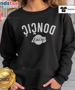 Alt Text: Luka Doncic Los Angeles Lakers inverted design sweatshirt, showcasing vibrant colors and stylish sportswear fashion.