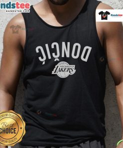 Stylish Luka Doncic tank top featuring Los Angeles Lakers colors, perfect for fans and casual wear.