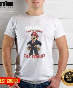 Funny Mario Wahoo tax fraud parody T-shirt for Nintendo gamers, featuring a playful design perfect for gaming enthusiasts.