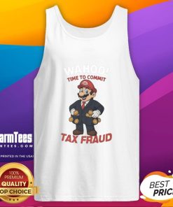 Funny Nice Mario Wahoo tax fraud parody tank top for gamers featuring Nintendo-inspired design and humor.