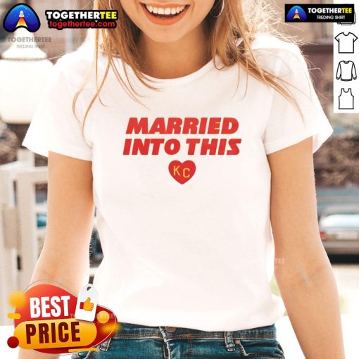 Stylish Kansas City ladies tee featuring 'Nice Married Into This' design, perfect for proud Kansas City fans.