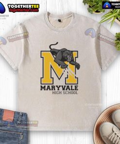 Alt Text: Nice Maryvale High School logo on a washed t-shirt, showcasing school spirit and casual style.