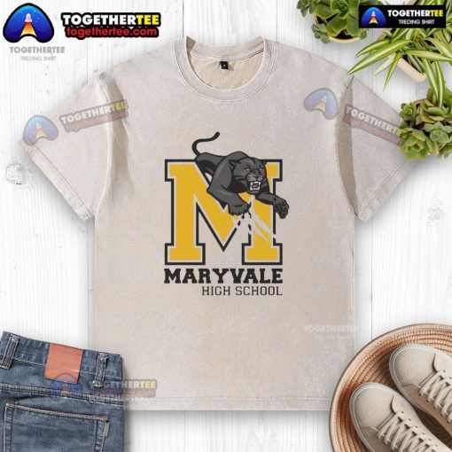 Alt Text: Nice Maryvale High School logo on a washed t-shirt, showcasing school spirit and casual style.