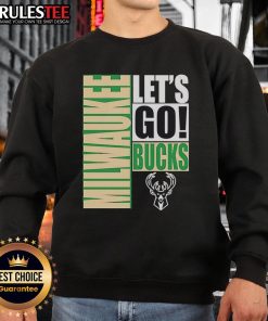 Alt Text: Stylish Nice Milwaukee Bucks Let's Go Design Sweatshirt in green, perfect for fans showing team spirit.