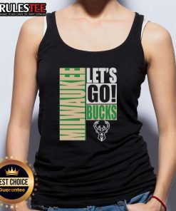 Stylish Milwaukee Bucks tank top featuring 'Let's Go' design, perfect for game day and showing team spirit.