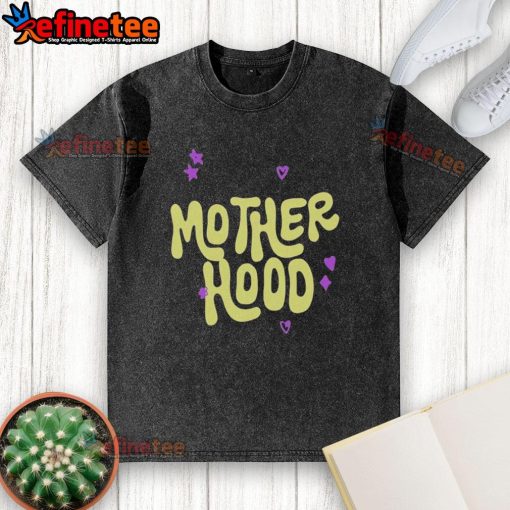 Nice Motherhood Purple Washed T-Shirt featuring a relaxed fit and soft fabric, perfect for stylish moms.