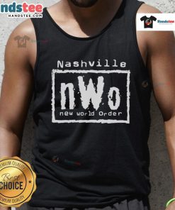 Stylish Nice Nashville nWo New World Order tank top featuring bold graphics, perfect for wrestling fans and summer wear.