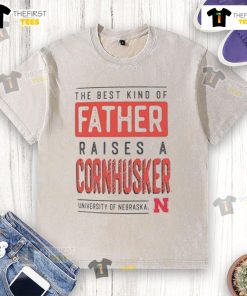 Father and child wearing a Nebraska Cornhuskers washed t-shirt, celebrating their love for the team.