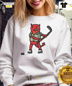 Cozy Nice New Jersey Devils hockey mascot art sweatshirt, perfect for fans to showcase team spirit and style.