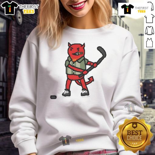 Cozy Nice New Jersey Devils hockey mascot art sweatshirt, perfect for fans to showcase team spirit and style.