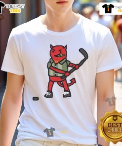 Alt Text: Nice New Jersey Devils hockey mascot art T-shirt featuring vibrant graphics and team colors for fans.